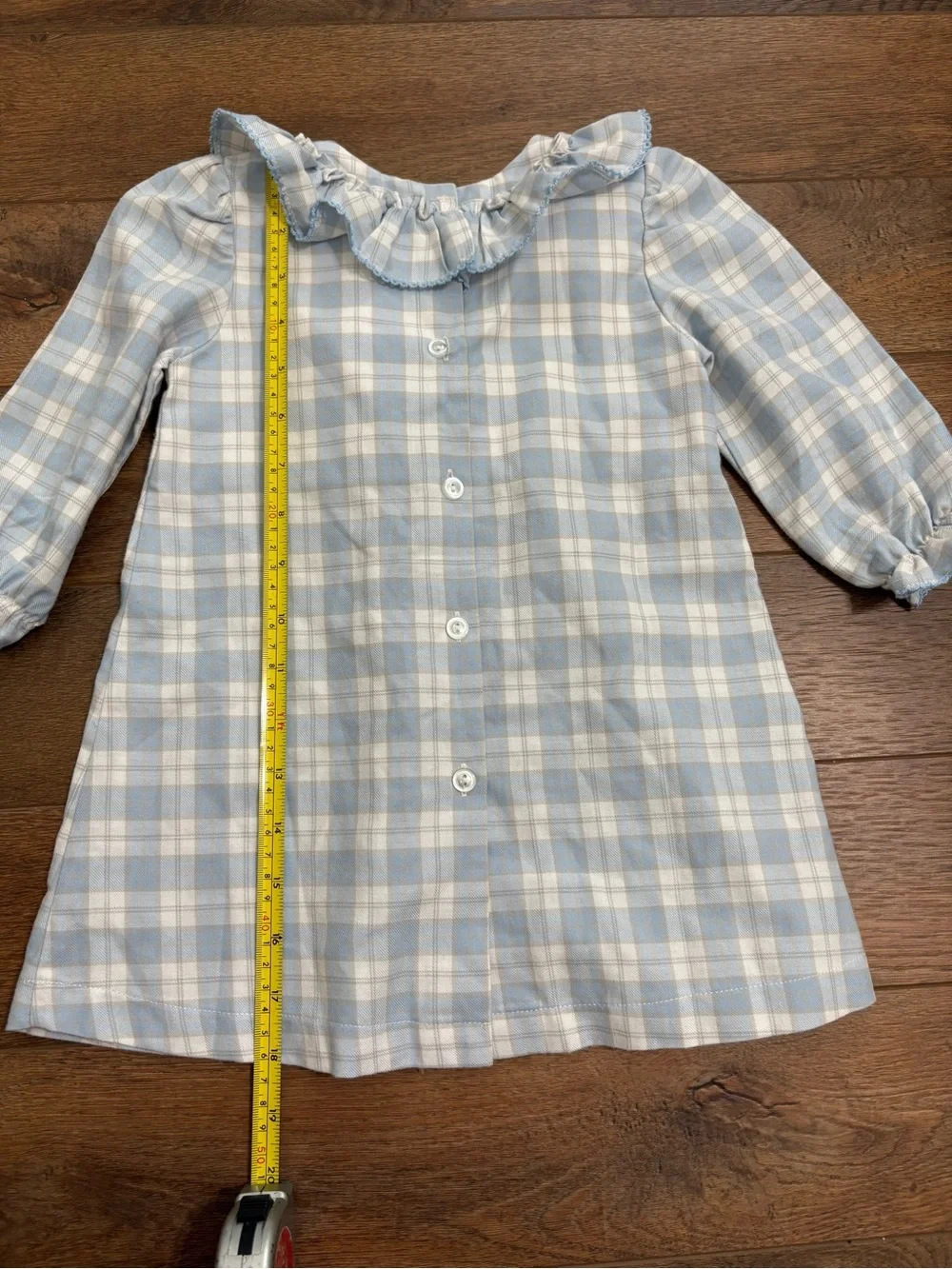 Delaney Blue Plaid Ruffle Collar Dress 24M Girls